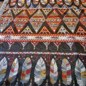 Silk Feather & Diamond Shield Pattern Southwestern Native Large Scarf